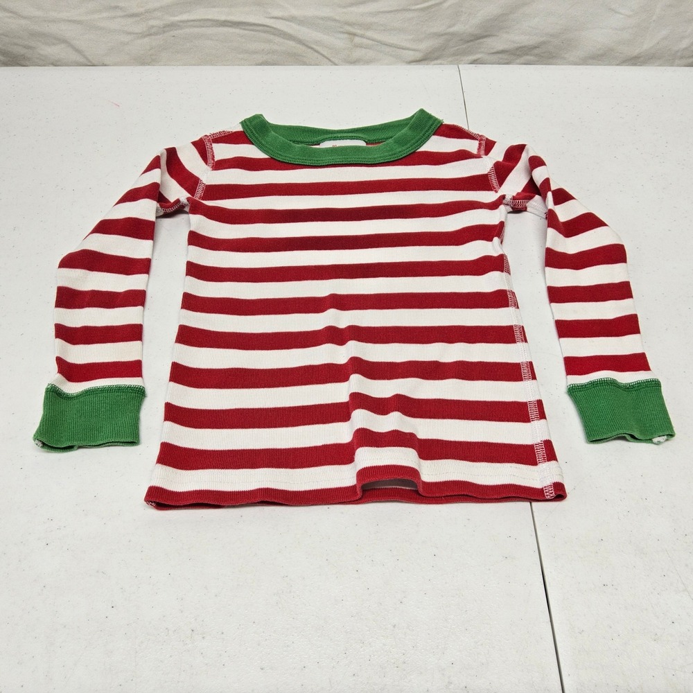 Hanna‎ Andersson Pajama Set Kids Size 3 Red White Green Striped Organic Cotton - Picture 3 of 9